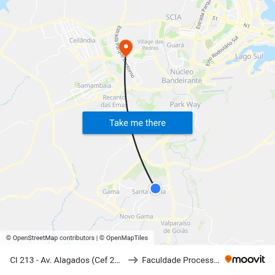 Cl 213 - Av. Alagados (Cef 213) to Faculdade Processus map