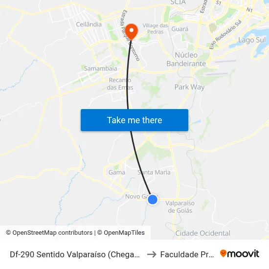 Df-290 Sentido Valparaíso (Chegando No Ceu Azul) to Faculdade Processus map