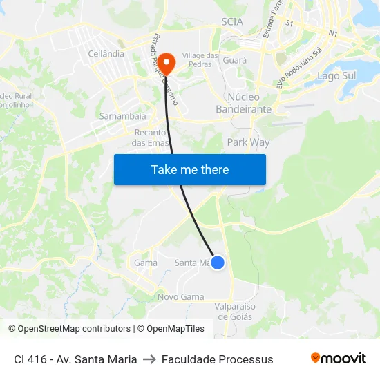 Cl 416 - Av. Santa Maria to Faculdade Processus map