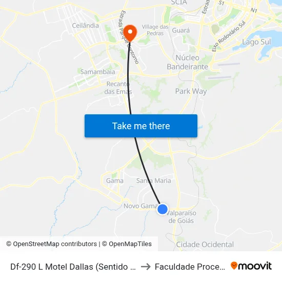 Df-290 L Motel Dallas (Sentido Gama) to Faculdade Processus map