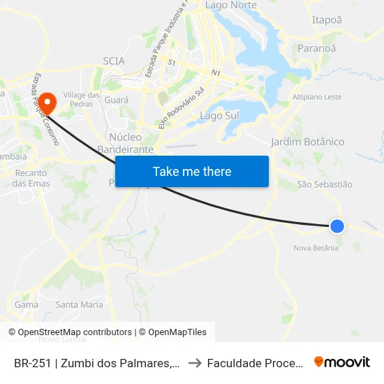 BR-251 | Zumbi dos Palmares, Ch. 9 to Faculdade Processus map