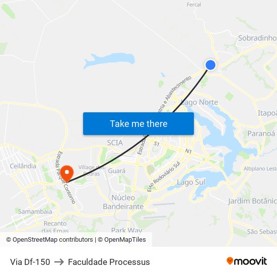 Via Df-150 to Faculdade Processus map