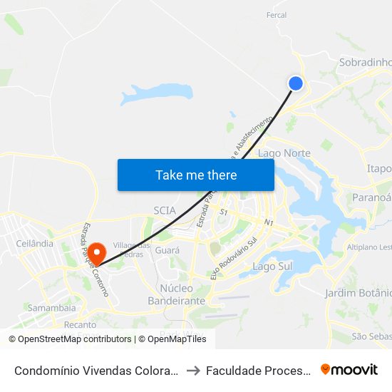 Condomínio  Vivendas Colorado I to Faculdade Processus map