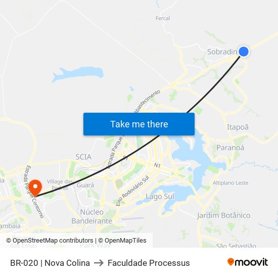 BR-020 | Nova Colina to Faculdade Processus map