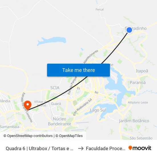 Quadra 6 | Ultrabox / Tortas e Sonhos to Faculdade Processus map