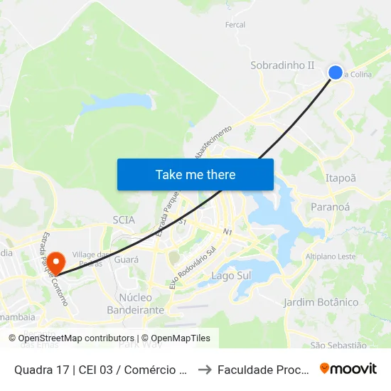 Quadra 17 | CEI 03 / Comércio da Qd 16 to Faculdade Processus map