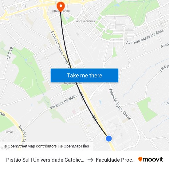 Pistão Sul | Universidade Católica / Estácio to Faculdade Processus map