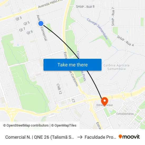 Comercial N. | QNE 26 (Talismã Supermercado) to Faculdade Processus map