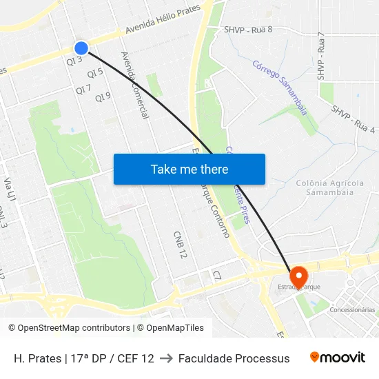 H. Prates | 17ª DP / CEF 12 to Faculdade Processus map