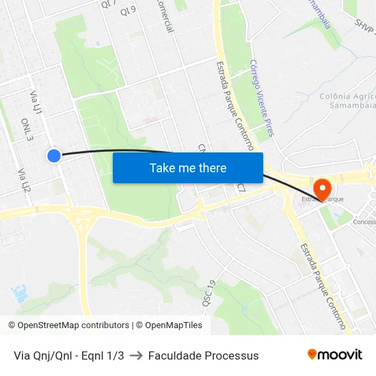 Via Qnj/Qnl - Eqnl 1/3 to Faculdade Processus map