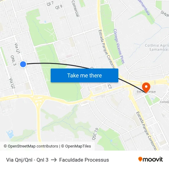 Via Qnj/Qnl - Qnl 3 to Faculdade Processus map