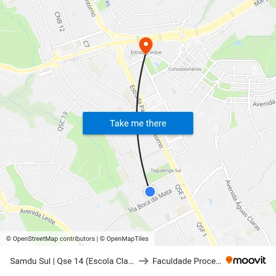 Samdu Sul | Qse 14 (Escola Classe 11) to Faculdade Processus map