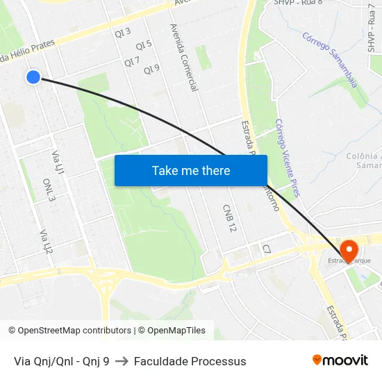 Via Qnj/Qnl - Qnj 9 to Faculdade Processus map