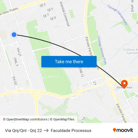 Via Qnj/Qnl - Qnj 22 to Faculdade Processus map