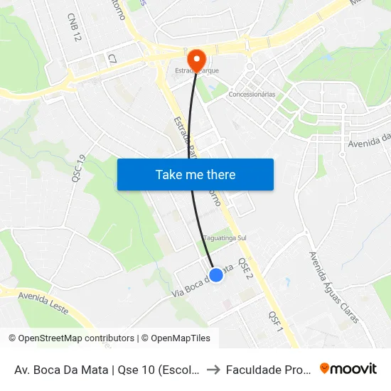 Av. Boca Da Mata | Qse 10 (Escola Classe 11) to Faculdade Processus map