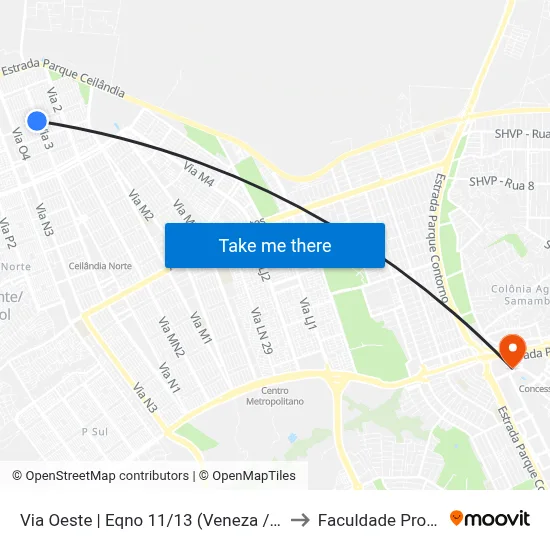 Via Oeste | Eqno 11/13 (Veneza / Serve Mais) to Faculdade Processus map