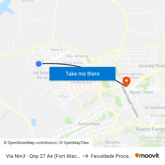 Via Nm3 - Qnp 27 Ae (Fort Atacadista) to Faculdade Processus map