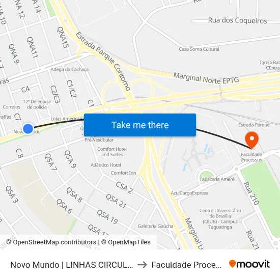 Novo Mundo | LINHAS CIRCULARES to Faculdade Processus map