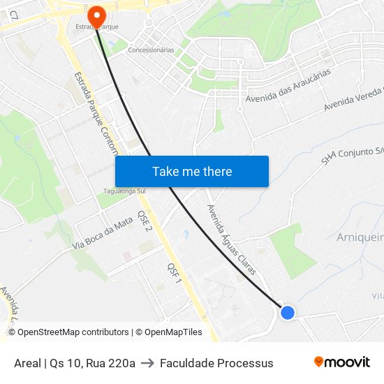 Areal | Qs 10, Rua 220a to Faculdade Processus map