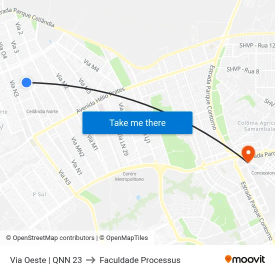 Via Oeste | QNN 23 to Faculdade Processus map