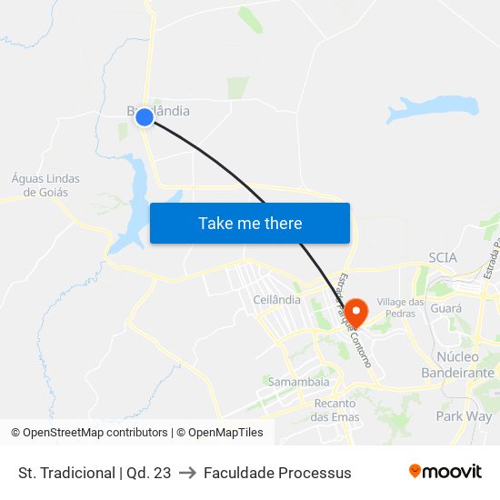 St. Tradicional | Qd. 23 to Faculdade Processus map