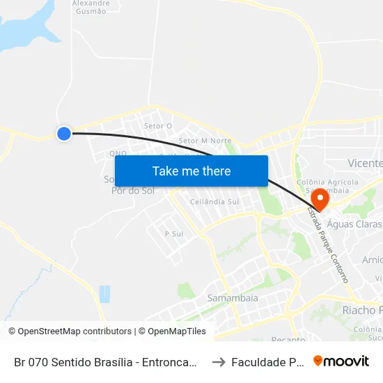 Br 070 Sentido Brasília - Entroncamento Com A Df-180 to Faculdade Processus map