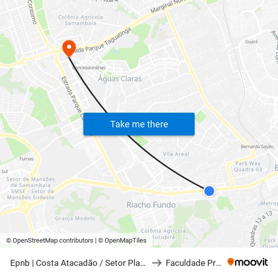 Epnb | Costa Atacadão / Setor Placa Das Mercedes to Faculdade Processus map