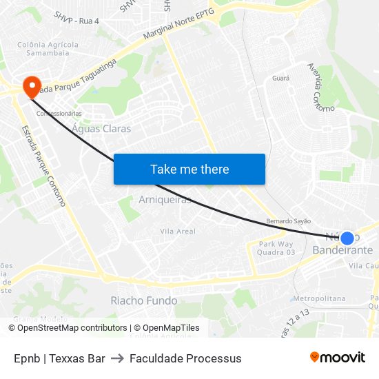 Epnb | Texxas Bar to Faculdade Processus map