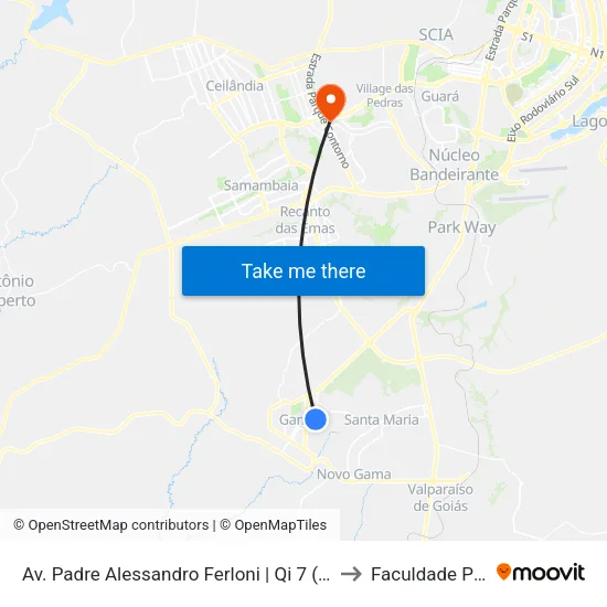 Av. Padre Alessandro Ferloni | Qi 7 (Cartório Do 9° Ofício) to Faculdade Processus map