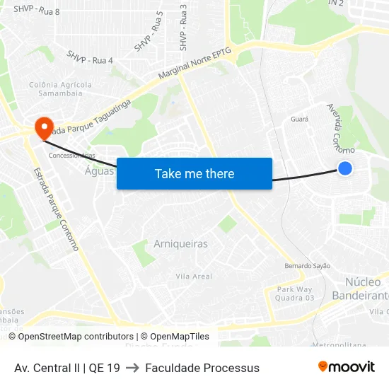 Av. Central ll | QE 19 to Faculdade Processus map