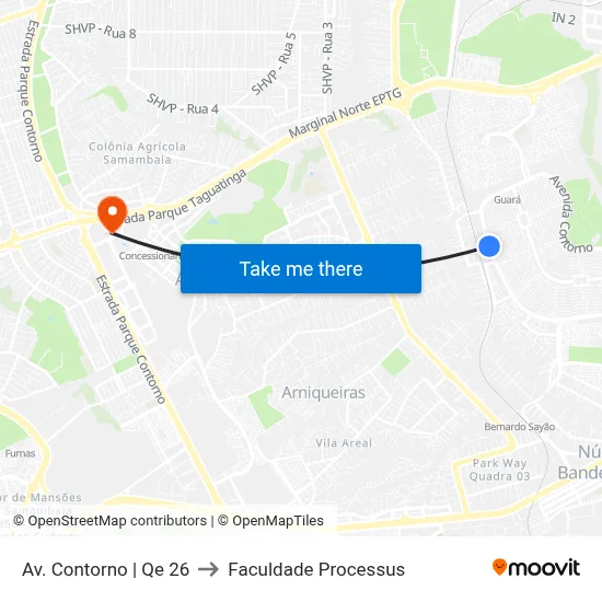Av. Contorno | Qe 26 to Faculdade Processus map