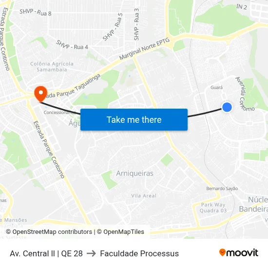 Av. Central ll | QE 28 to Faculdade Processus map