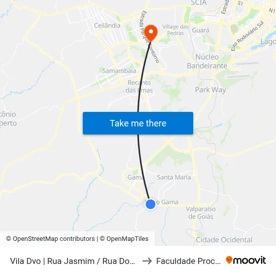 Vila Dvo | Rua Jasmim / Rua Dos Hibiscos to Faculdade Processus map