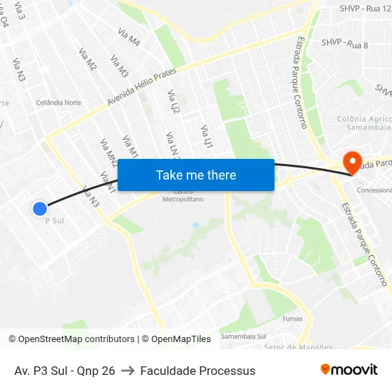 Av. P3 Sul - Qnp 26 to Faculdade Processus map