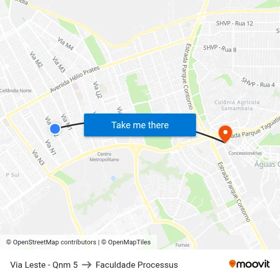 Via Leste - Qnm 5 to Faculdade Processus map