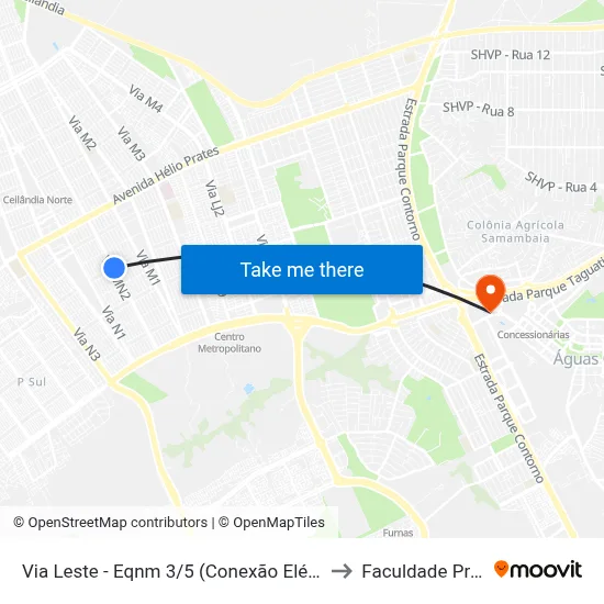 Via Leste - Eqnm 3/5 (Conexão Elétrica E Hidráulica) to Faculdade Processus map