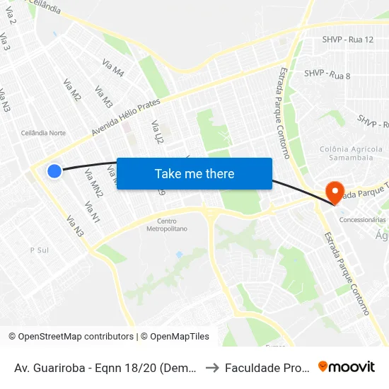 Av. Guariroba - Eqnn 18/20 (Demacol/Ubs 10) to Faculdade Processus map