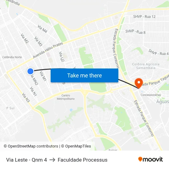 Via Leste - Qnm 4 to Faculdade Processus map