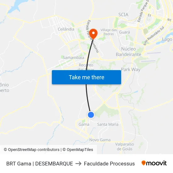 BRT Gama | DESEMBARQUE to Faculdade Processus map
