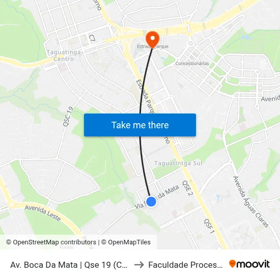 Av. Boca Da Mata | Qse 19 (Cef 5) to Faculdade Processus map