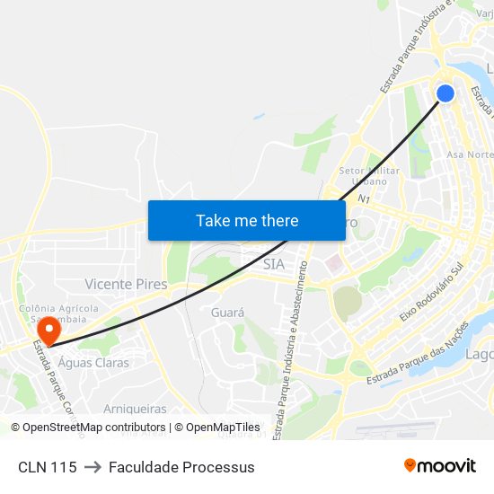 CLN 115 to Faculdade Processus map