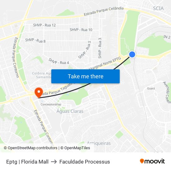 Eptg | Florida Mall to Faculdade Processus map