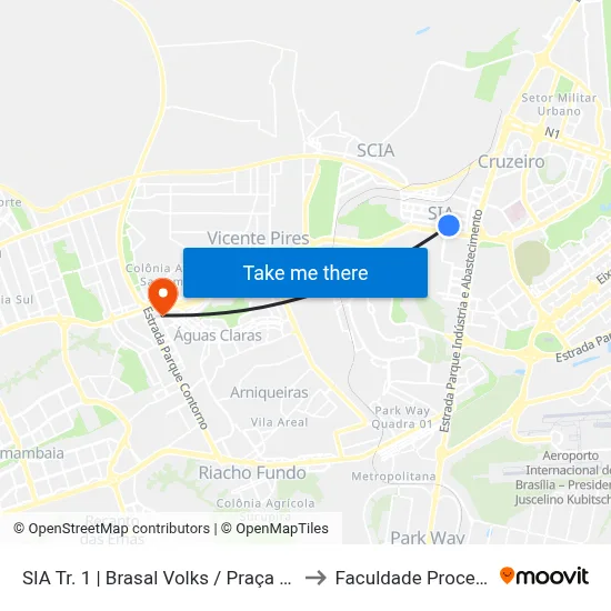 SIA Tr. 1 | Brasal Volks / Praça Capital to Faculdade Processus map