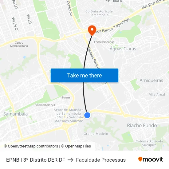 EPNB | 3º Distrito DER-DF to Faculdade Processus map