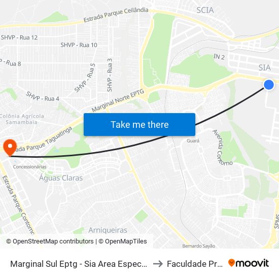 Marginal Sul Eptg - Sia Area Especial Próximo À Ceb to Faculdade Processus map