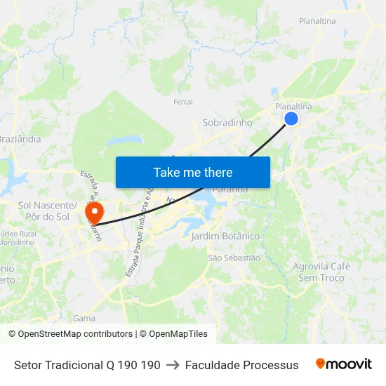 Setor Tradicional Q 190 190 to Faculdade Processus map