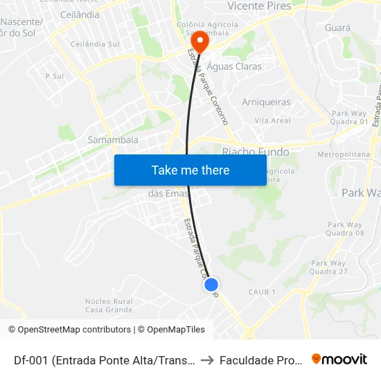 Df-001 (Entrada Ponte Alta/Transportadoras) to Faculdade Processus map