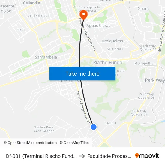 Df-001 (Terminal Riacho Fundo II) to Faculdade Processus map