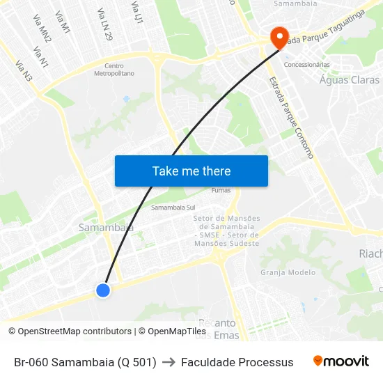 Br-060 Samambaia (Q 501) to Faculdade Processus map