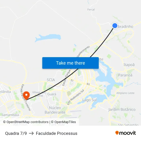 Quadra 7/9 to Faculdade Processus map